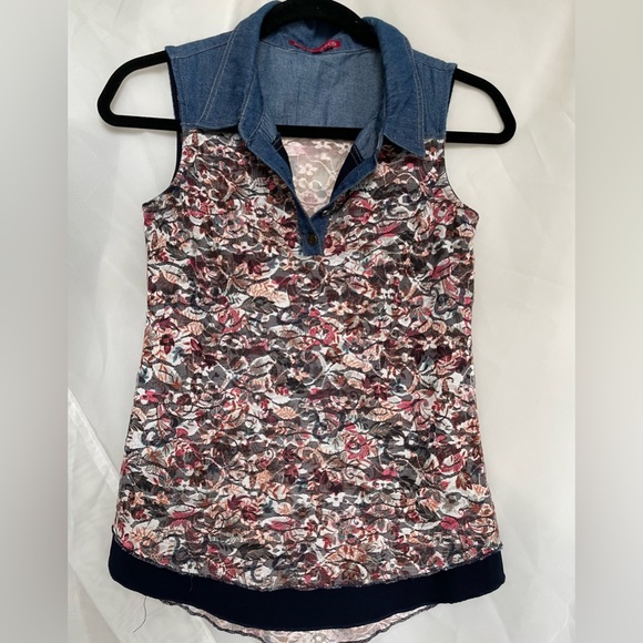 San Francisco Floral & Jeans Top / Chandail sans manche - Picture 1 of 4